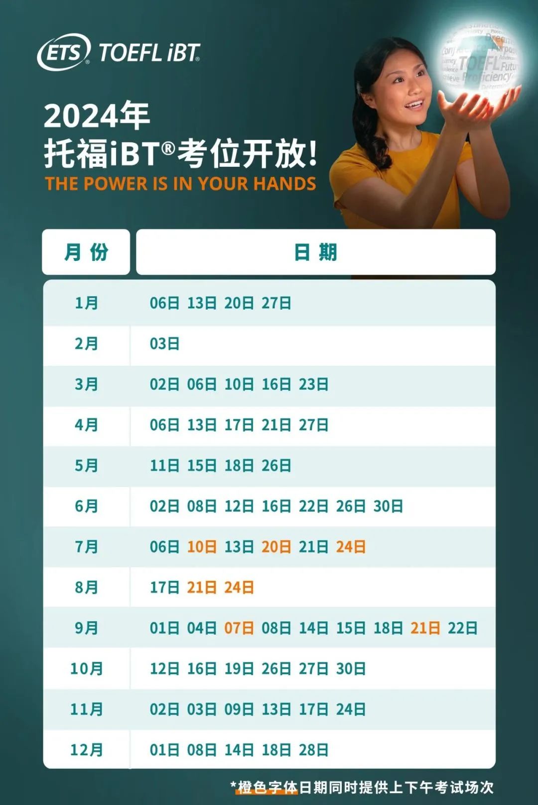 2024年托?？荚嚂r間表